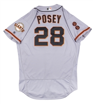 2016 Buster Posey Game Used San Francisco Giants Road Jersey Used on 9/24/2016 (MLB Authenticated)